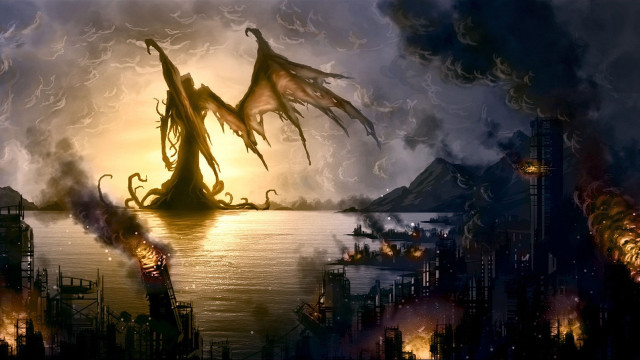 Dragon flying city night fire #3 free wallpaper for desktop - medium preview image