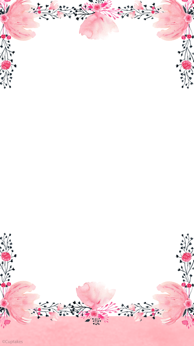 Pink watercolor frame flowers leaves free wallpaper for mobile - medium preview image