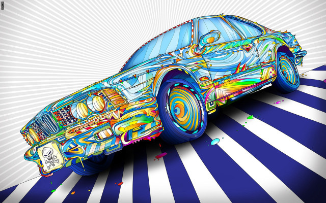 Colorful car hood striped floor free wallpaper for desktop - medium preview image
