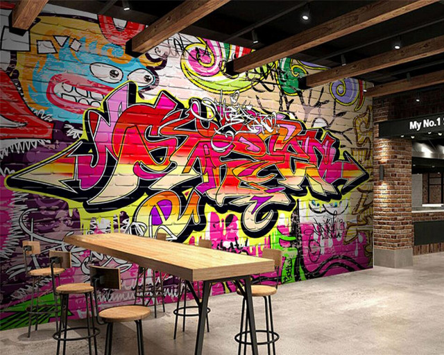 Graffiti wall restaurant bar wooden free wallpaper for desktop - medium preview image