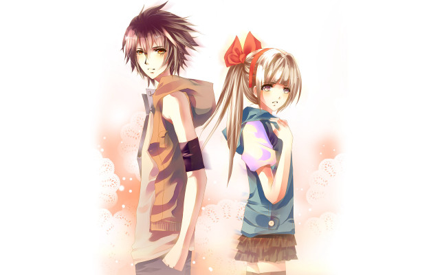 Anime characters bow hair standing free wallpaper for desktop - medium preview image