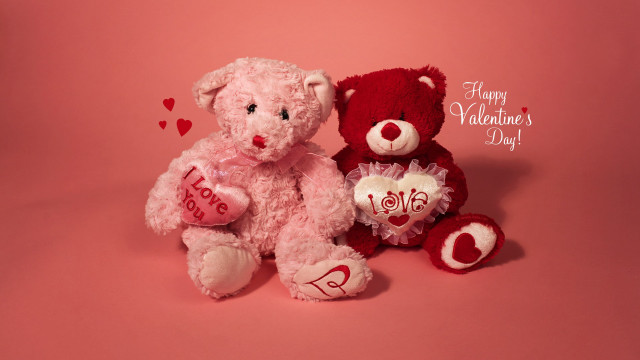 Teddy bears valentine love heart free wallpaper for desktop - medium preview image