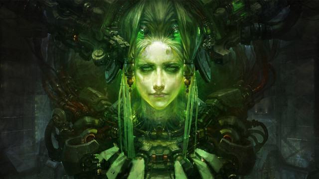 Green hair green face headpiece free wallpaper for desktop - medium preview image