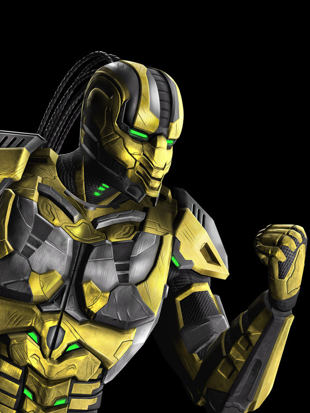 Yellow robot green eyes black free wallpaper for mobile - medium preview image
