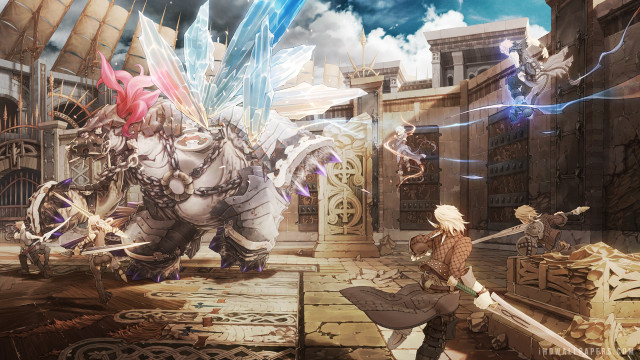 Man sword giant monster city free wallpaper for desktop - medium preview image