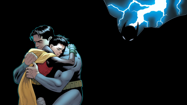 Man hugging woman batman background free wallpaper for desktop - medium preview image