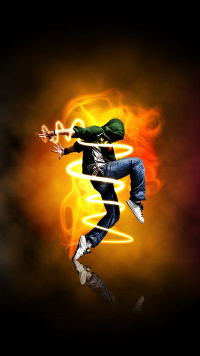 Dancing man fire background swirling free wallpaper for mobile - medium preview image