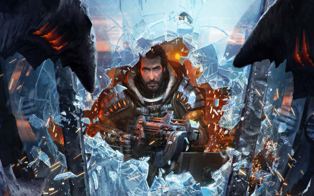 Man gun futuristic ice crystals free wallpaper for desktop - medium preview image