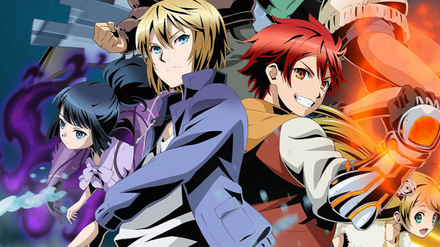 Anime characters fire background gun free wallpaper for desktop - medium preview image