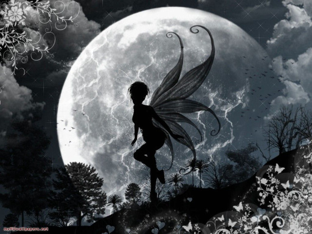Fairy fullmoon girl night starry free wallpaper for desktop - medium preview image