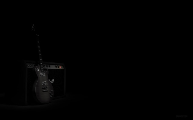 Black guitar black speaker dark free wallpaper for desktop - medium preview image