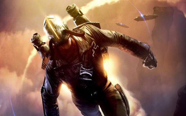 Man space suit gun spaceship free wallpaper for desktop - medium preview image