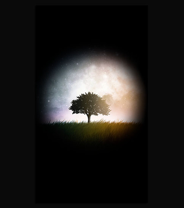 Tree field night moon stars free wallpaper for tablet - medium preview image