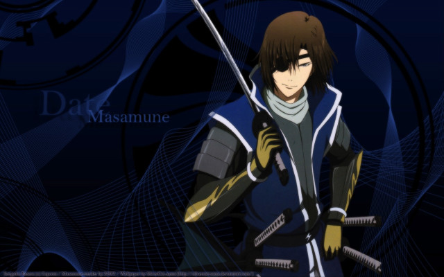 Man black blue outfit sword free wallpaper for desktop - medium preview image