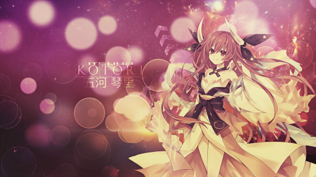 Anime girl kimono bokeh moon free wallpaper for desktop - medium preview image