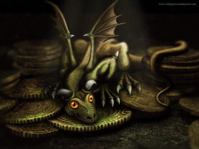 Green dragon pile coins red free wallpaper for desktop - medium preview image