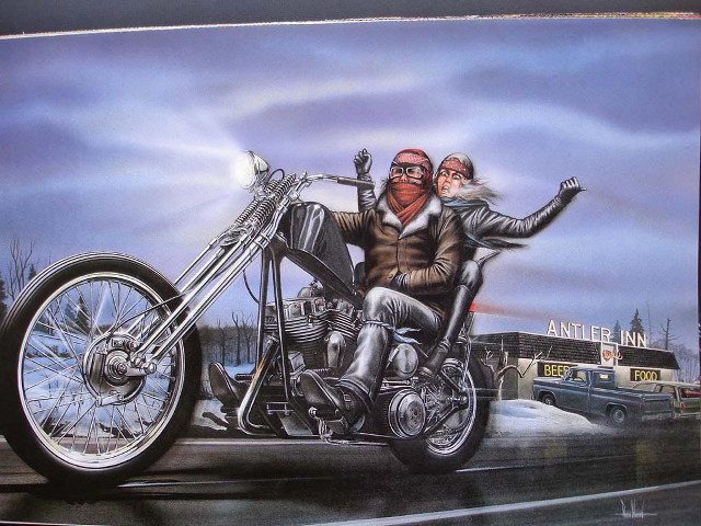 Man woman motorcycle ride road #2 free wallpaper for desktop - medium preview image