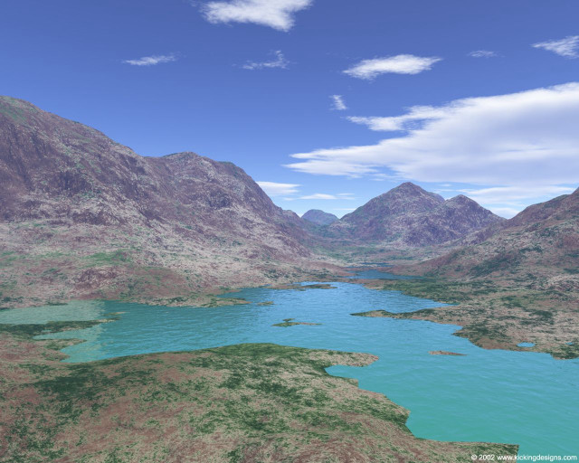 Mountain lake grass blue sky free wallpaper for desktop - medium preview image