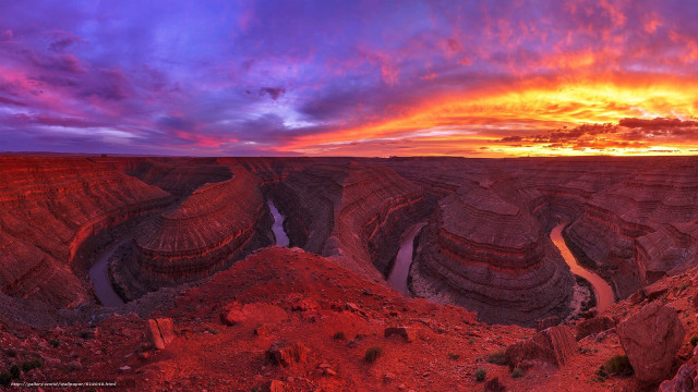 Sunset canyon river clouds sky free wallpaper for desktop - medium preview image