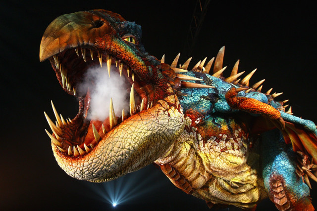 Large colorful dragon statue mouth free wallpaper for desktop - medium preview image