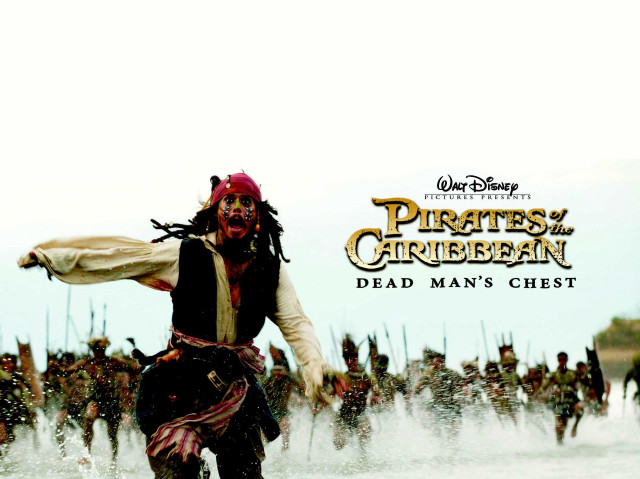 Pirate running water crowd scene free wallpaper for desktop - medium preview image