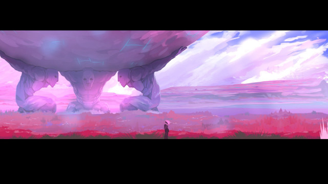 Man field iceberg sky background free wallpaper for desktop - medium preview image