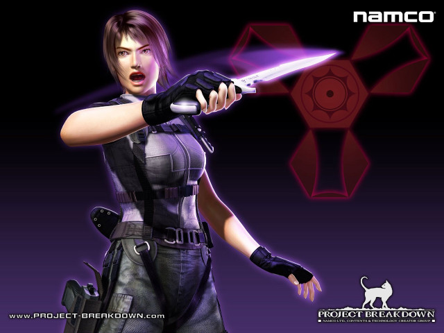 Woman futuristic outfit sword purple free wallpaper for desktop - medium preview image