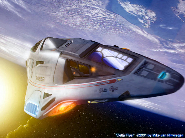 Futuristic vehicle flying sky bright free wallpaper for desktop - medium preview image