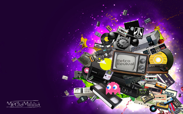 Old electronics tv purple space free wallpaper for desktop - medium preview image