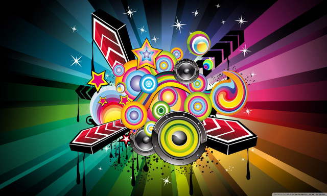 Colorful background speakers stars music free wallpaper for desktop - medium preview image