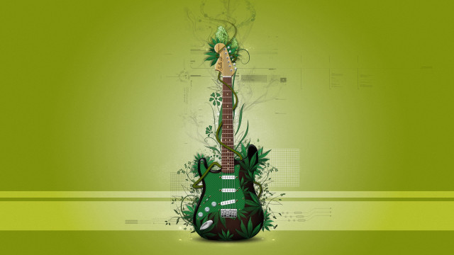 Green guitar background funk digital free wallpaper for desktop - medium preview image