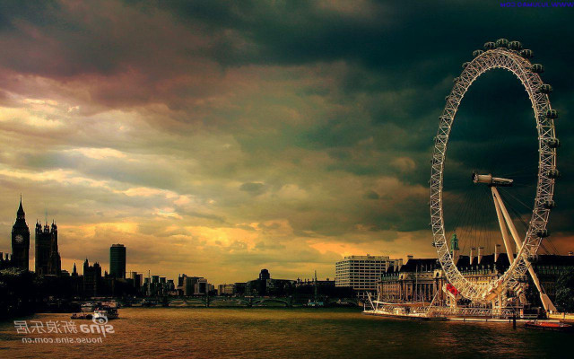 Ferris wheel city cloudy sky #2 free wallpaper for desktop - medium preview image