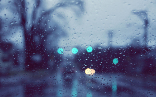 Rainy window street light trees free wallpaper for desktop - medium preview image