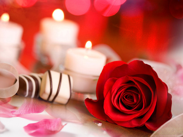Rose chocolate candy table candles free wallpaper for desktop - medium preview image