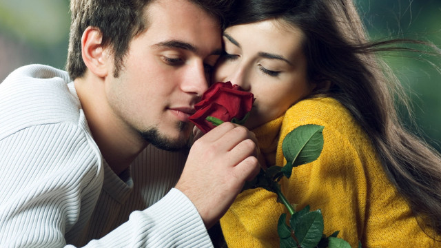 Man woman kissing holding rose #5 free wallpaper for desktop - medium preview image