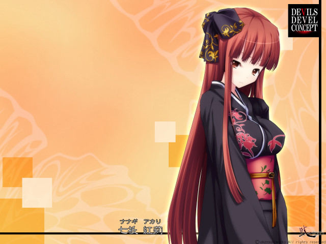 Anime character red hair black free wallpaper for desktop - medium preview image