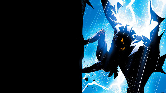 Batman standing rain arms outstretched free wallpaper for desktop - medium preview image