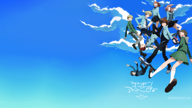 Flying people sky clouds blue free wallpaper for desktop - medium preview image