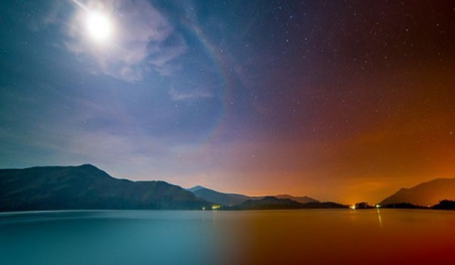 Full moon lake night reflection free wallpaper for desktop - medium preview image