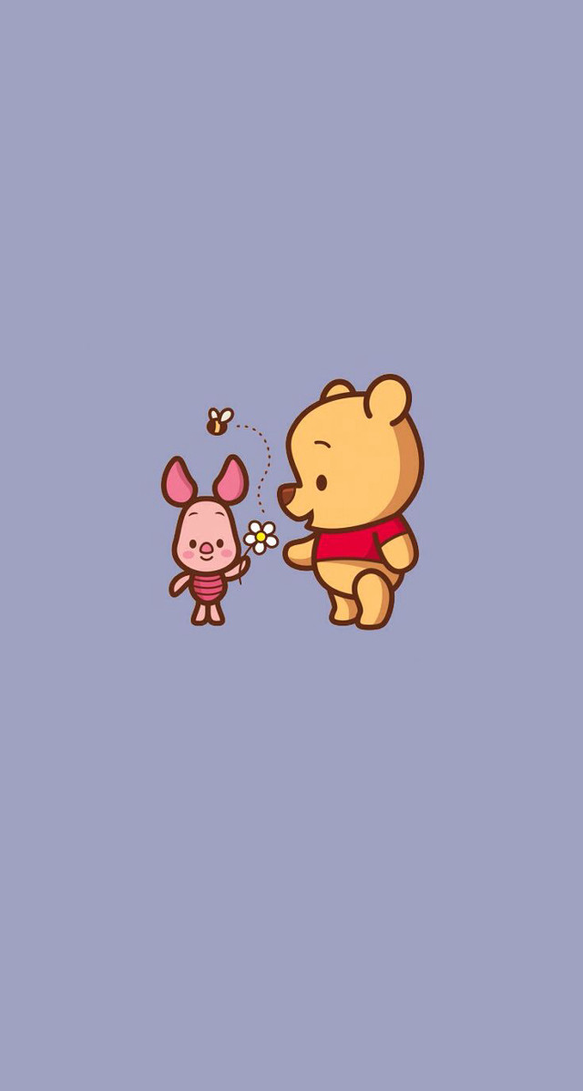 Pooh pig flying cartoon pink free wallpaper for mobile - medium preview image