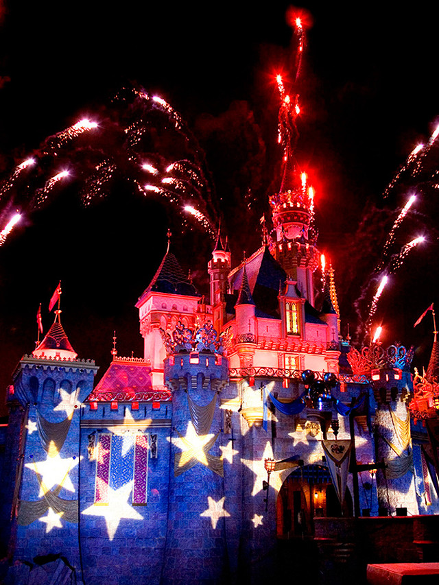Castle fireworks flag clock tower free wallpaper for mobile - medium preview image