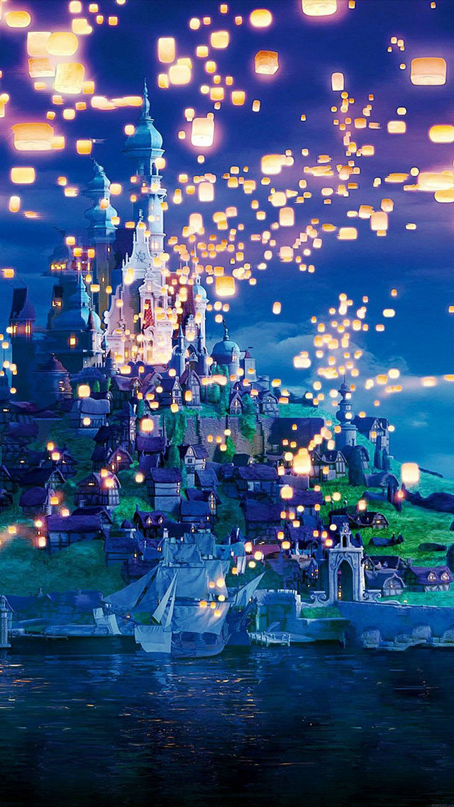 Castle lights floating water background free wallpaper for mobile - medium preview image