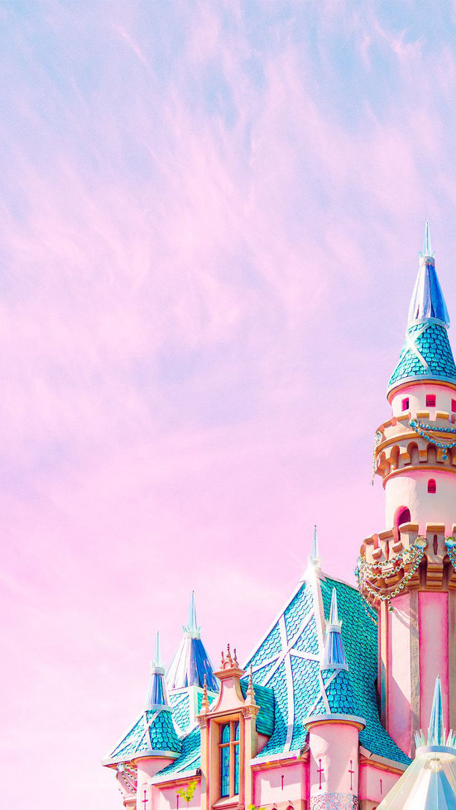 Pink blue castle white umbrella free wallpaper for mobile - medium preview image