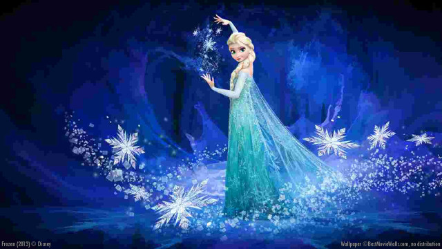 Frozen princess blue dress snowflakes free wallpaper for desktop - medium preview image
