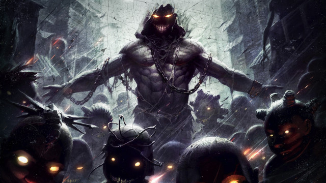 Demonic men dark forest glowing free wallpaper for desktop - medium preview image