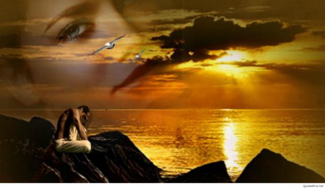 Woman sitting rock bird flying free wallpaper for desktop - medium preview image