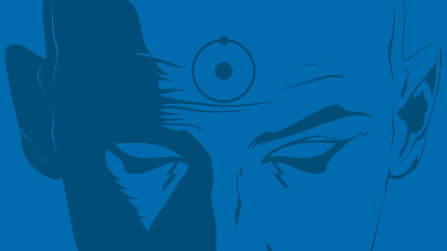 Man blue background strange eye #3 free wallpaper for desktop - medium preview image