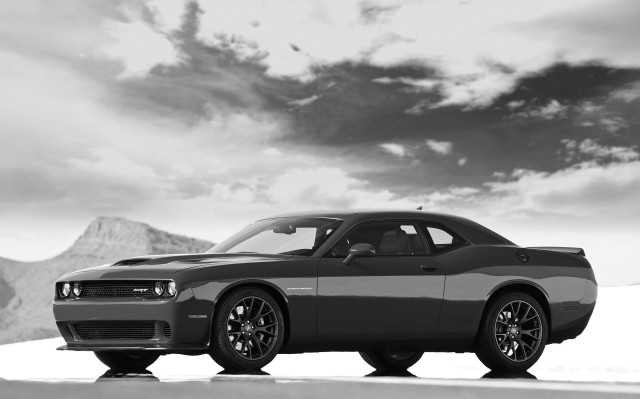 Black white car road mountains free wallpaper for desktop - medium preview image