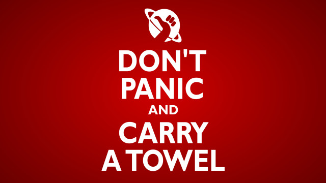 Dont panic carry towel white free wallpaper for desktop - medium preview image