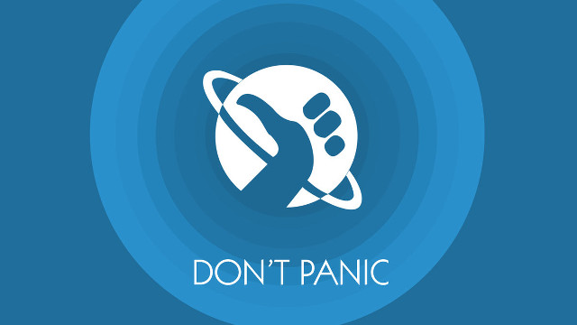 Blue circle dont panic white free wallpaper for desktop - medium preview image